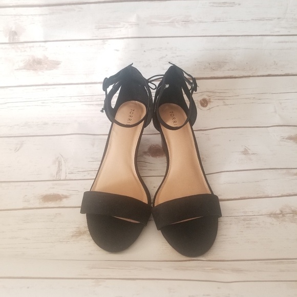 Torrid Black Ankle Strap Wedge Sandals - Picture 4 of 5